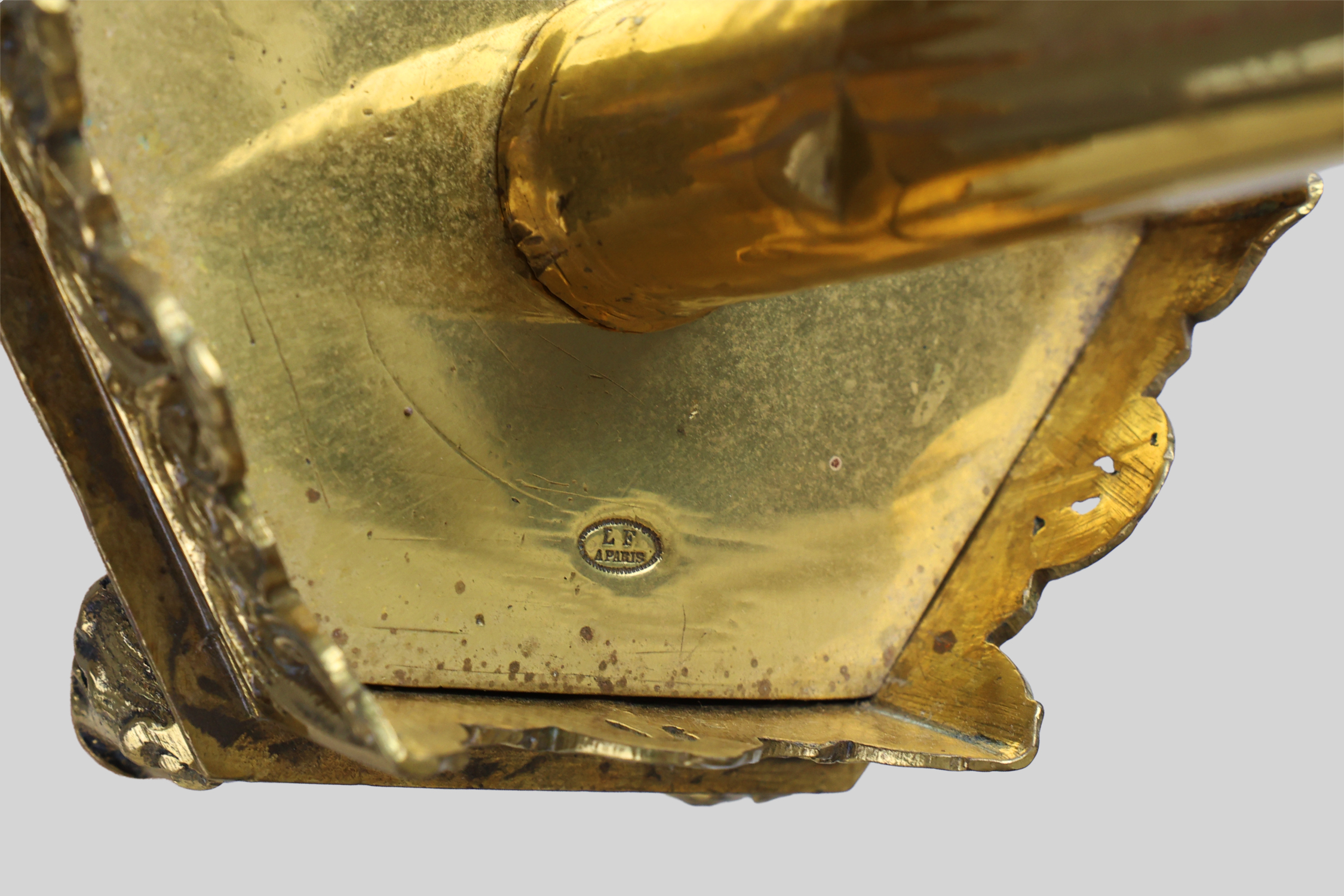 Neo‑Gothic Copper Church Candleholder Stamped “LL A Paris”, France ca. 1880thumbnail